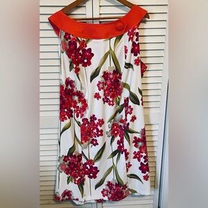 Gorgeous Orange and White Floral Sleeveless Dress. size 22